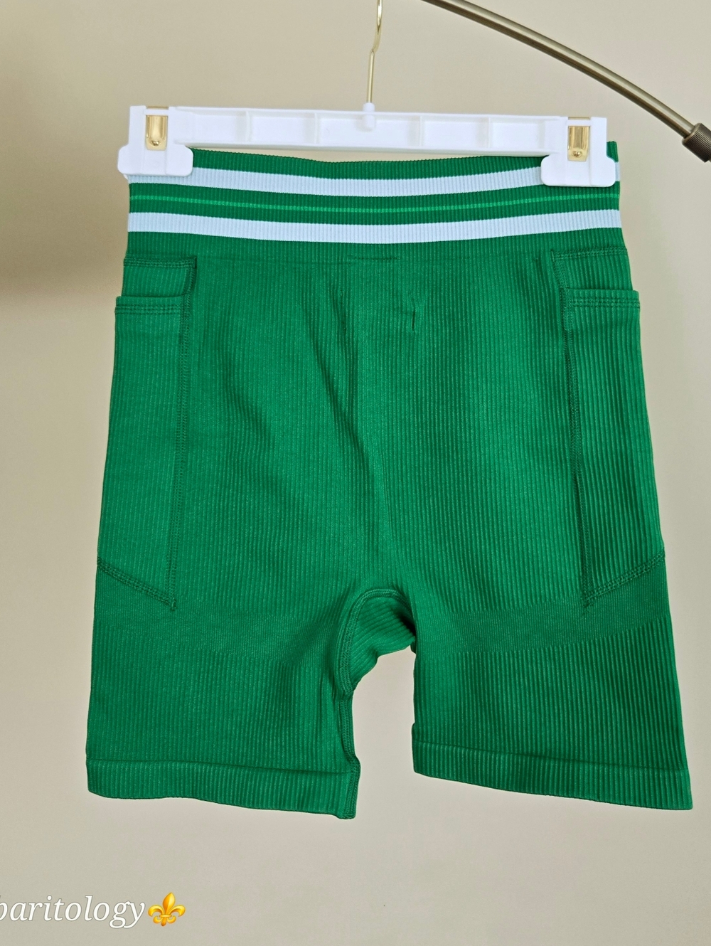NWT FILA Green Ribbed Knit Shorts with White-Trim Waistband Size: S